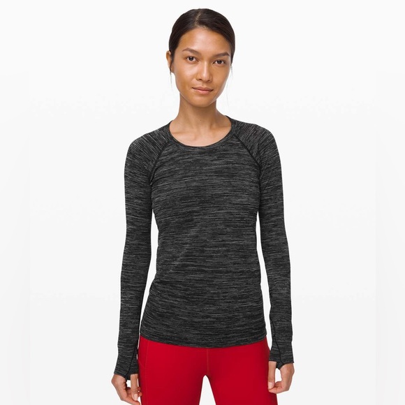 lululemon athletica Tops - Lululemon Swiftly Speed Long Sleeve Black/White